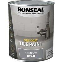 Ronseal One Coat Tile Paint - Satin Granite Grey 750ml