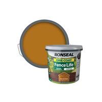 Ronseal One coat fence life Harvest gold Matt Fence & shed Wood treatment 5L