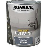 RONSEAL One Coat Tile Paint Cobalt Gry Gls 750ml, Grey, RSLOCTPGG750