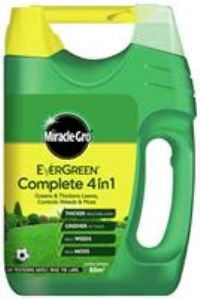 Miracle-Gro 121187 EverGreen Complete 4-in-1 Spreader, Lawn Food, Weed & Moss Control, 80 m2, Yellow