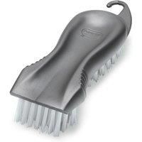 Addis 319186 Everyday Essentials Plastic Floor Stiff Scrub Brush with Scrapper, Metallic Silver