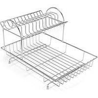 Addis Two Tier Drainer Dish Draining Rack, Stainless_Steel, 33 x 42.5 x 26.5cm