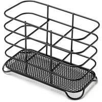 Deluxe Steel 3 Compartment Wire Cutlery Stand/Holder & Drainer High Gloss[Black]
