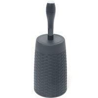 Addis Faux Rattan Round Toilet Brush Set with Internal Detergent Injection System, Charcoal Grey