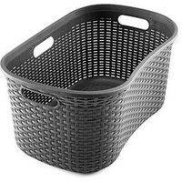 Addis 517994 Faux Rattan Hipster Laundry Basket, Charcoal, 40-Litre