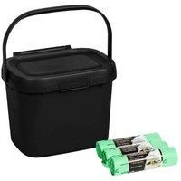 Addis Everyday Kitchen Food Waste Compost Caddy Bin, 4.5 Litre, Black