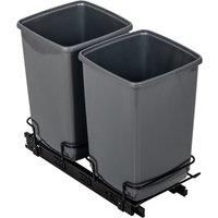 Addis 518527 Cupboard Pull Out Dual Waste Trash System, 2 x 10 Litre Eco Made from 100% Recycled Plastic Bins, Light Grey, 20
