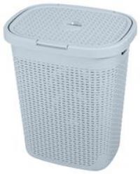 50L Stylish GREY/ CHARCOAL Rattan Effect Laundry Hamper, Large Hardwearing, NEW