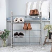 Addis Shoe Rack Plastic, Metallic Silver, 5 Tier Shelf Unit