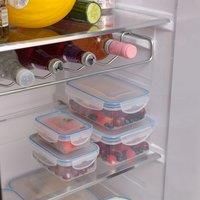 Addis Clip Tight Food Storage Containers 240 ml, 500 ml, 1 Litre and 1.5 Litre Rectangle Pack Of 4 Airtight Containers Bpa Free Easy Locking Lid Clips, Clear Transparent