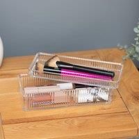 Addis Large Clear Acrylic Display Dish With Lid Style Storage Container Organiser Box, Stackable For Multiple Units, Make Up Cosmetic Craft Diy, Clear Acrylic, 8 - Height