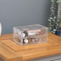 Addis 2 Pull Out Drawer Clear Acrylic Jewellery Cosmetic Storage Organiser Box, Clear Acrylic