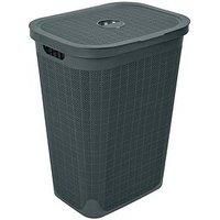 Addis Faux Hessian 60 litre Laundry Hamper – Clothes Washing Bin with Lid, Made Eco-Friendly with Recycled Materials, Stylish & Durable for Family Use, Charcoal Dark Grey