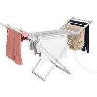 Addis Heated Fold out Winged Indoor Clothes Airer Quick Drying 12 metres drying space, Electric with UK plug 230w, Silver
