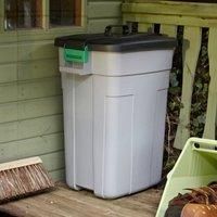 Addis Outdoor Rectangular Dustbin with Lockable Lid, Grey/Black, 90 Litre