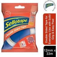 Sellotape Double Sided Tape, Strong Double Sided Tape for Everyday Use, Mounting, Arts and Crafts, Easy to Use Double Sided Sticky Tape with Solid Grip and Easy Peel, 12 mm x 33 m