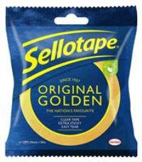 Sellotape Original Golden, Multi-Purpose Clear Tape for Household Objects, Clear Packing Tape for Sticking Envelopes or Cards, Easy to Use Packaging Tape, 24mmx50m