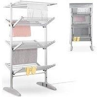 Minky SureDri 4 Tier Heated Clothes Airer with Cover, Built in Timer, Electric Clothes Dryer, Heated Airer, Clothes Horse, 23m Capacity, Silver, 147 x 73.5 x 71cm