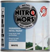 Nitromors Anti-Rust Hammered Finished Metal Paint, White, 250 ml