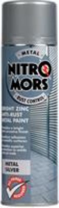 Nitromors Anti-Rust Metal Spray Paint, No Primer Required, Bright Zinc, 500 ml