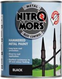 Nitromors Anti-Rust Hammered Finish Metal Paint, Black, 750 ml