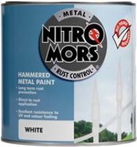 Nitromors Anti-Rust Hammered Finish Metal Paint, White, 2.5 L