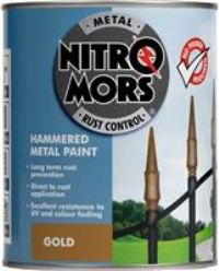 Nitromors Anti-Rust Hammered Finish Metal Paint, Gold, 750 ml