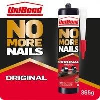 UniBond No More Nails Original, Heavy-Duty Mounting Adhesive, Strong Glue for Wood, Ceramic, Metal & More, White Instant Grab Adhesive, 1 x 365g Cartridge