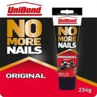 UniBond No More Nails Original, Heavy-Duty Mounting Adhesive, Strong Glue for Wood, Ceramic, Metal & More, White instant Grab Adhesive, 1 x 234 g Tube