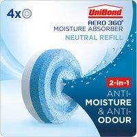 UniBond AERO 360 Degree Moisture Absorber Neutral Refill Tab, Ultra-Absorbent and Odour-Neutralising for AERO 360 Degree Dehumidifier, Condensation Absorbers, Pack of 4 (4 x 450 g)
