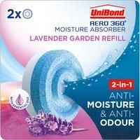 UniBond AERO 360° Moisture Absorber Lavender Garden Refill Tab, aromatherapy, ultra-absorbent and odour-neutralising, for AERO 360° Dehumidifier, Condensation Absorbers, Twin Pack (2 x 450g)