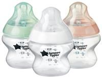 Tommee Tippee Closer to Nature Baby Bottles, Slow-Flow Breast-Like Teat with Anti-Colic Valve, 150ml, Pack of 3, Mixed Colours