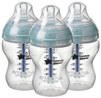 Tommee Tippee Advanced Anti-Colic Baby Bottle, 260ml, Slow-Flow Breast-Like Teat for a Natural Latch, Triple-Vented Anti-Colic Wand, Pack of 3, Polypropylene, Green