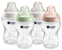 Tommee Tippee Closer to Nature Baby Bottles, Breast-Like Teat with Anti-Colic Valve, 340ml, Pack of 4,Clear