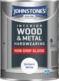 Johnstone's 306534 Hardwearing Non Drip Gloss, Brilliant White, 1.25 Litre