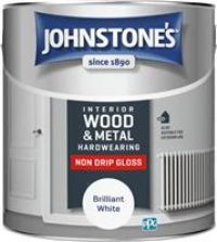Johnstone's - Interior Hardwearing Non Drip Gloss - Interior Paint - Drip Resistant Formulation - Suitable for Interior and Exterior Wood and Metal - Pure Brilliant White - 2.5 L