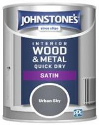 Johnstone's - Quick Dry Satin - Mid Sheen Finish - Water Based - Low Odour - Touch Dry in 1-2 hours - Urban Sky - 0.75 L