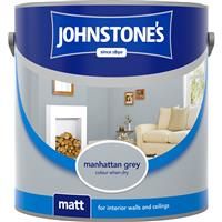 Johnstone/'s - Wall & Ceiling Paint - Manhattan Grey - Matt Finish - Emulsion Paint - Fantastic Coverage - Easy to Apply - Dry in 1-2 Hours - 12m2 Coverage per Litre - 2.5L