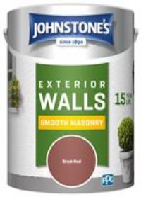 Johnstone/'s, Exterior Smooth Masonry Paint, Brick Red, Up to 15 Years Protection, Weather & Dirt Resistant, 60m² Coverage Per Tin, Dry in 1-2 Hours, 5L