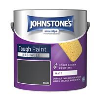 Johnstone/'s - Washable Paint - Black - Matt Finish - Emulsion Paint - Highly Durable - Stain Resistant - Non Toxic & Low Odour - 12m2 Coverage per Litre - 2.5L