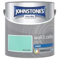Johnstone/'s - Wall and Ceiling Paint Matt - Interior Paint - Contemporary Finish - Suitable for Interior Walls and Ceilings - Miami Mint - 2.5 L