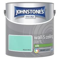 Johnstone's - Wall and Ceiling Paint Silk - Interior Paint - High Sheen Paint - Suitable for Interior Walls and Ceilings - Miami Mint - 2.5 L
