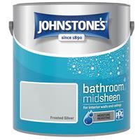 Johnstone's Bathroom Mid Sheen Finish Emulsion Paint, 2.5 Litre, Frosted Silver