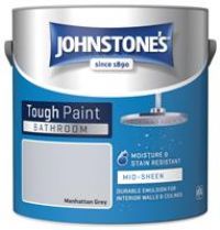 2.5L JOHNSTONES MIDSHEEN EMULSION BATHROOM PAINT WALLS CEILINGS MOISTURE RESIST