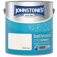 Johnstone's 389467 - Bathroom Paint - Mid Sheen - Moisture Resisting - Low Odour - White Lace - 2.5 L