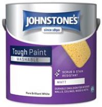 Johnstone's 389569 - Washable Paint - Matt - Stain Resistant - Highly Durable - Low Odour - Pure Brilliant White - 2.5 L