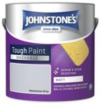 Johnstone/'s - Washable Paint - Manhattan Grey - Matt Finish - Emulsion Paint - Highly Durable - Stain Resistant - Non Toxic & Low Odour - 12m2 Coverage per Litre - 2.5L