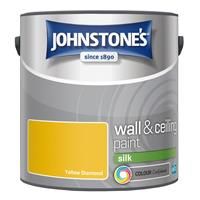 Johnstone/'s - Wall & Ceiling Paint - Yellow Diamond - Silk Finish - Emulsion Paint - Fantastic Coverage - Easy to Apply - Dry in 1-2 Hours - 12m2 Coverage per Litre - 2.5L
