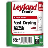 Leyland Trade Leyland Fast Drying Plus Water Based Gloss Paint Brilliant White 750ml