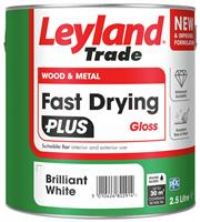 Leyland Trade – Wood & Metal - Fast Drying Plus – Gloss - Brilliant White – Enhanced Durability – Excellent Flow & Professional Finish - 2.5L